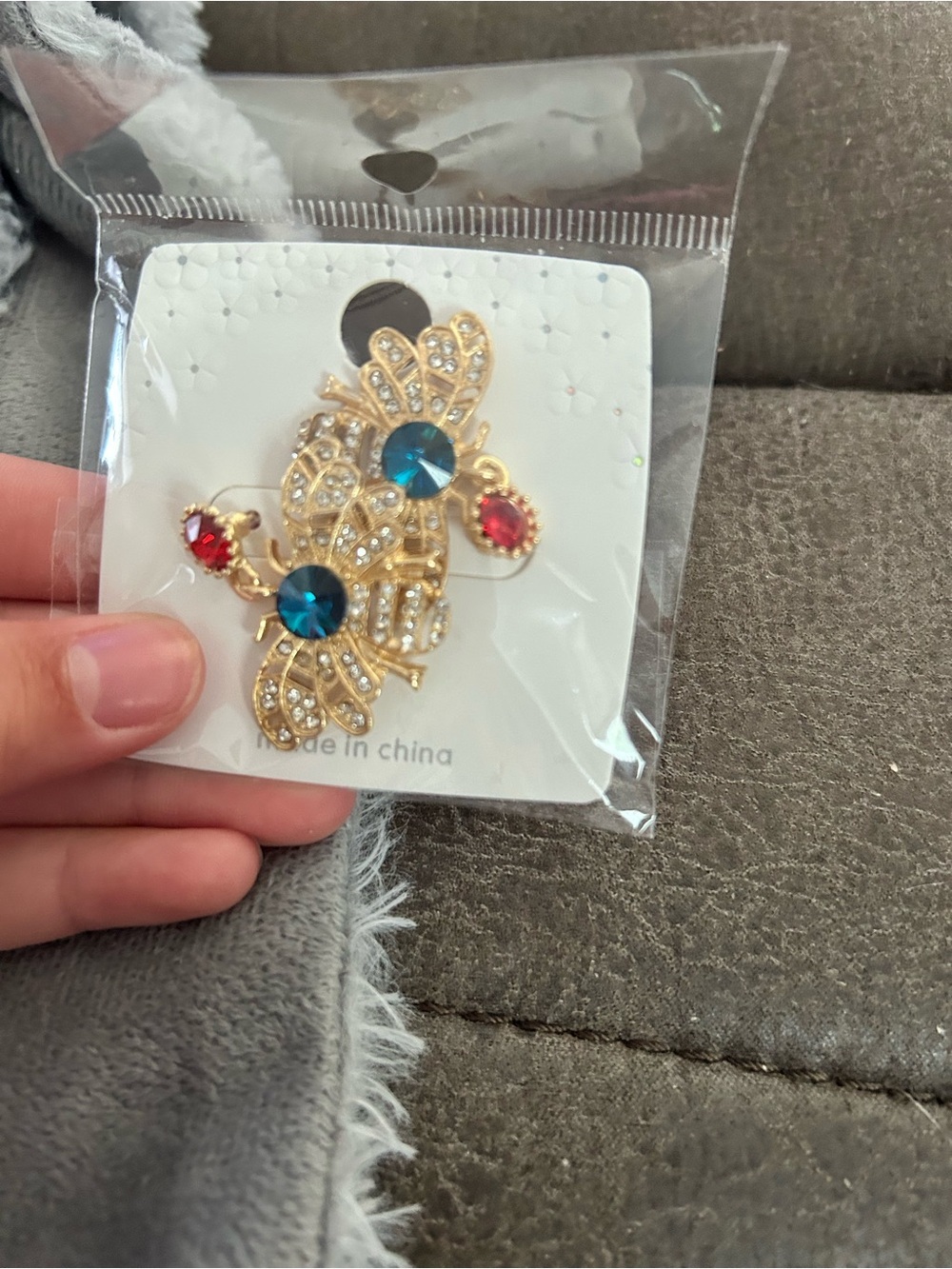 4/$50 Gold bug Butterfly earrings with Blue and Red Crystals